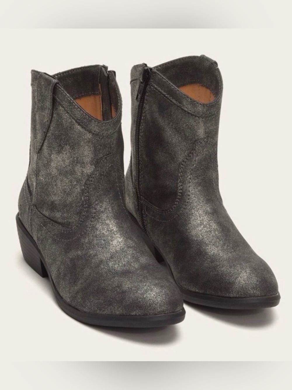 Frye Roper Stitch Pewter Metallic Boots Size 5